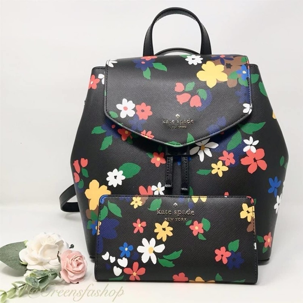 New Kate Spade Lizzie Floral backpack & wallet - Picture 1 of 12
